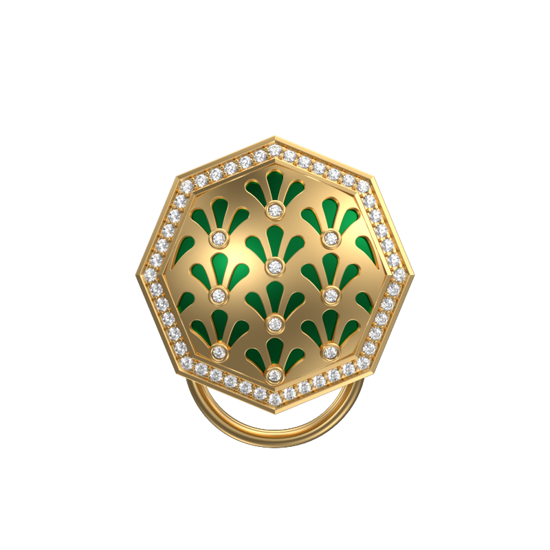 Bloom Luxe, Classic Button Set with CZ Diamonds, 18kt Gold Plating and Enamel on Brass.