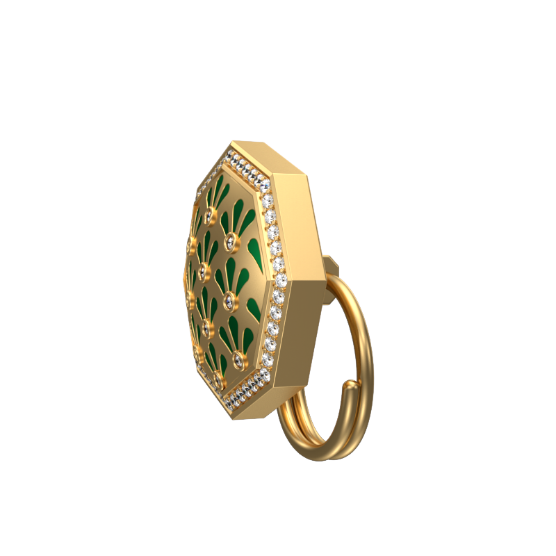 Bloom Luxe, Classic Button Set with CZ Diamonds, 18kt Gold Plating and Enamel on Brass.