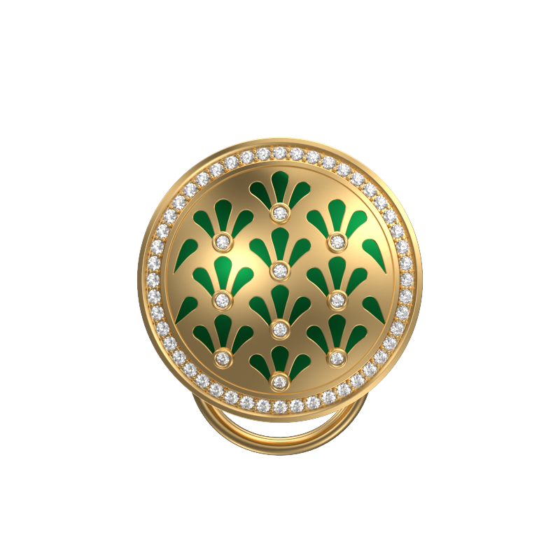 Bloom Luxe, Classic Button Set with CZ Diamonds, 18kt Gold Plating and Enamel on Brass.