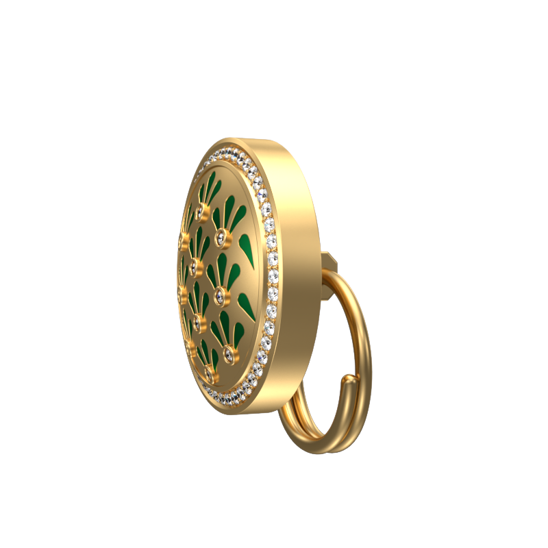 Bloom Luxe, Classic Button Set with CZ Diamonds, 18kt Gold Plating and Enamel on Brass.