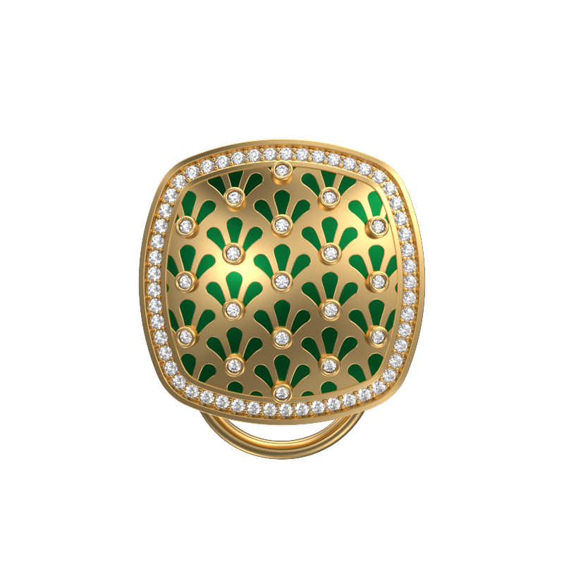 Bloom Luxe, Classic Button Set with CZ Diamonds, 18kt Gold Plating and Enamel on Brass.