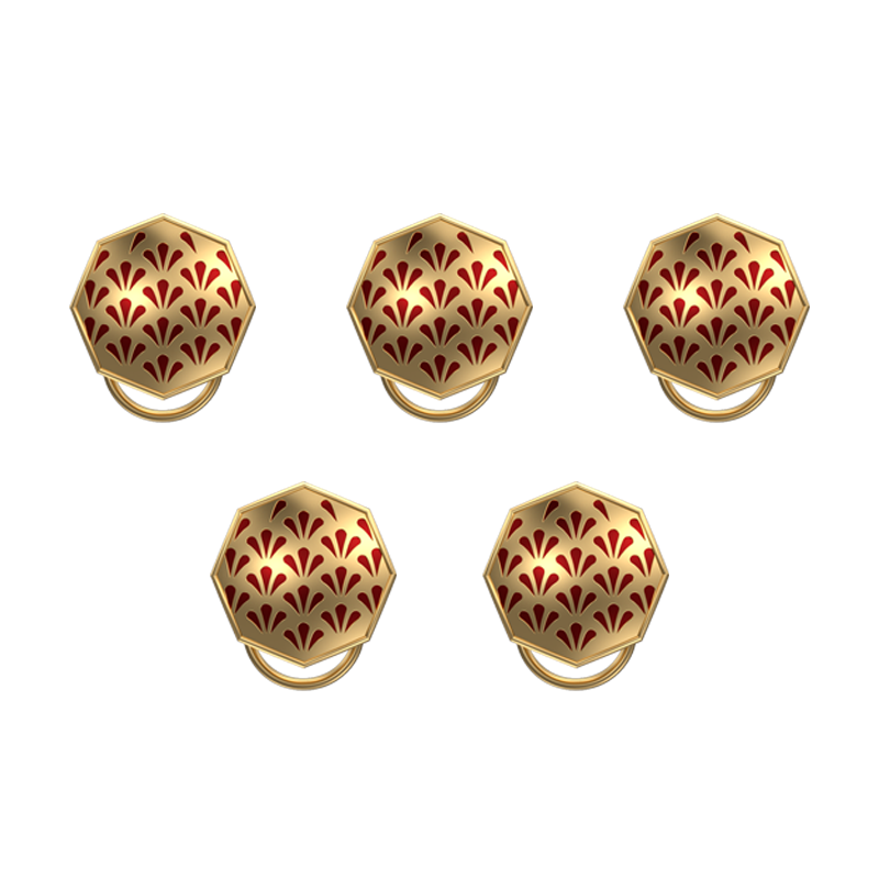Bloom, Classic Button Set with 18kt Gold Plating and Enamel on Brass.
