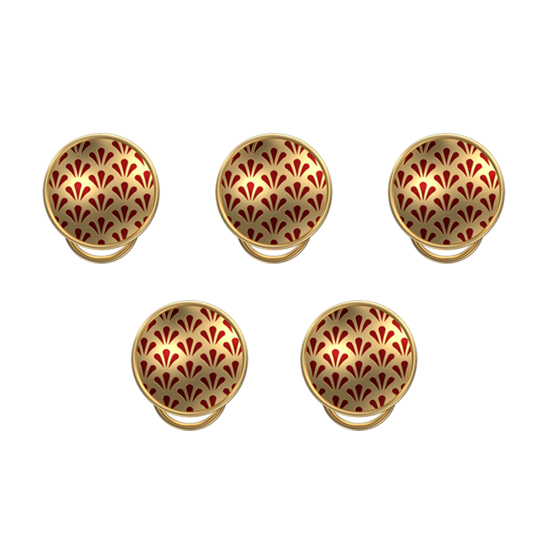 Bloom, Classic Button Set with 18kt Gold Plating and Enamel on Brass.