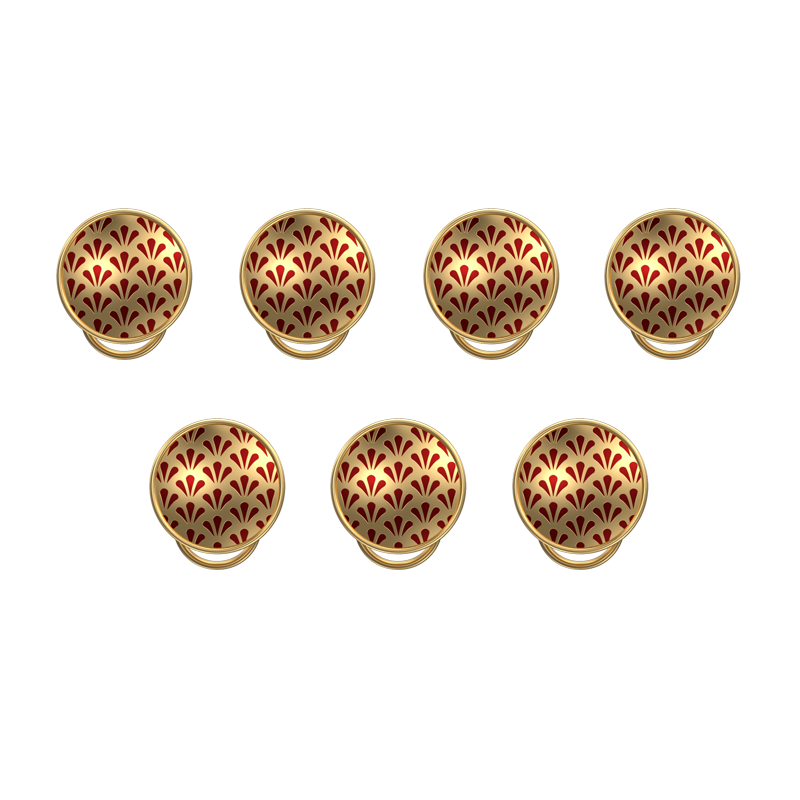 Bloom, Classic Button Set with 18kt Gold Plating and Enamel on Brass.