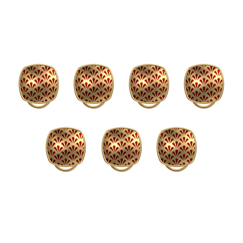 Bloom, Classic Button Set with 18kt Gold Plating and Enamel on Brass.