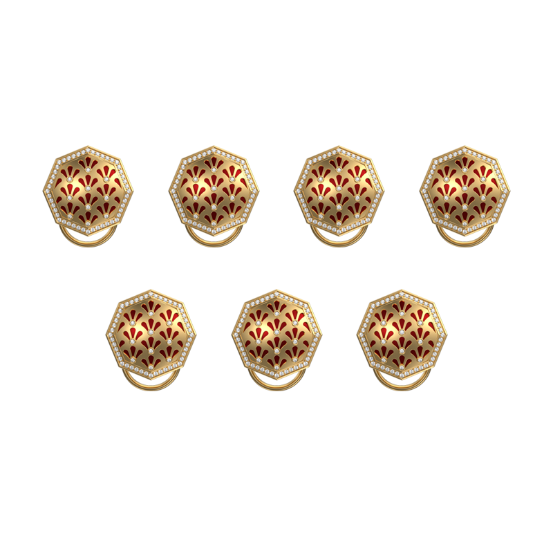 Bloom Luxe, Classic Button Set with CZ Diamonds, 18kt Gold Plating and Enamel on Brass.