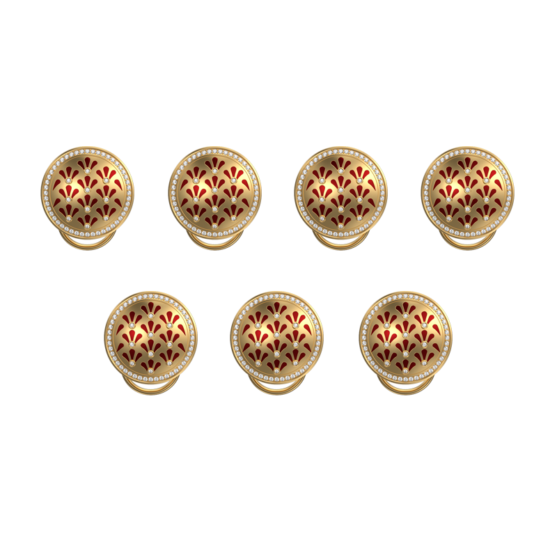 Bloom Luxe, Classic Button Set with CZ Diamonds, 18kt Gold Plating and Enamel on Brass.
