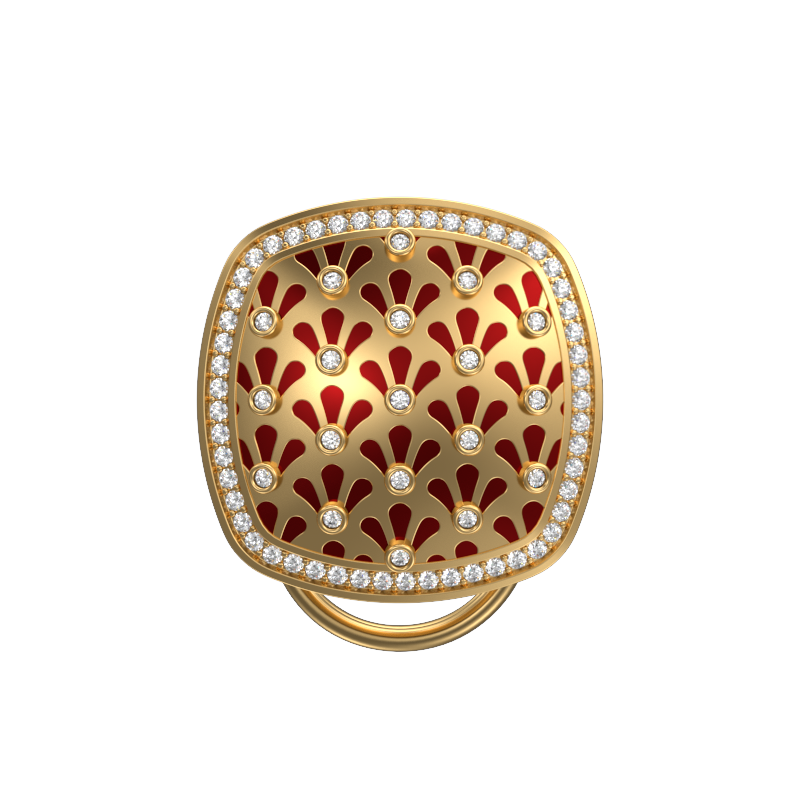 Bloom Luxe, Classic Button Set with CZ Diamonds, 18kt Gold Plating and Enamel on Brass.