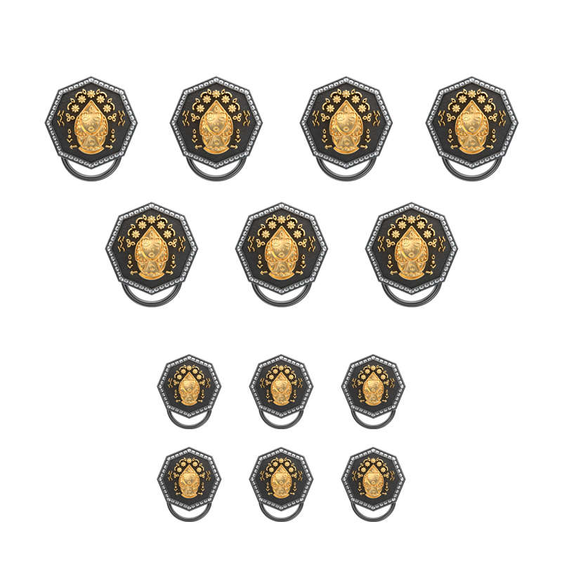 Virgo Zodiac Button set with CZ Diamonds, 18kt Gold & Black Ruthenium plating on Brass.