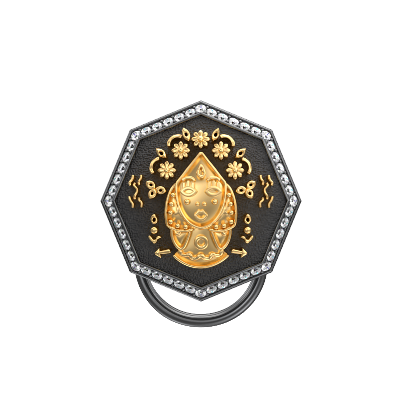 Virgo Zodiac Button set with CZ Diamonds, 18kt Gold & Black Ruthenium plating on Brass.