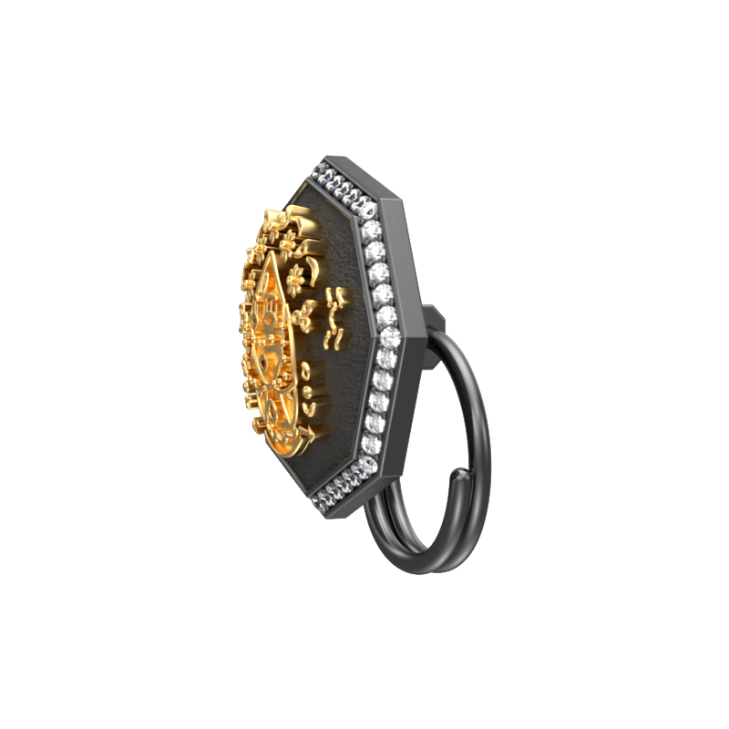 Virgo Zodiac Button set with CZ Diamonds, 18kt Gold & Black Ruthenium plating on Brass.