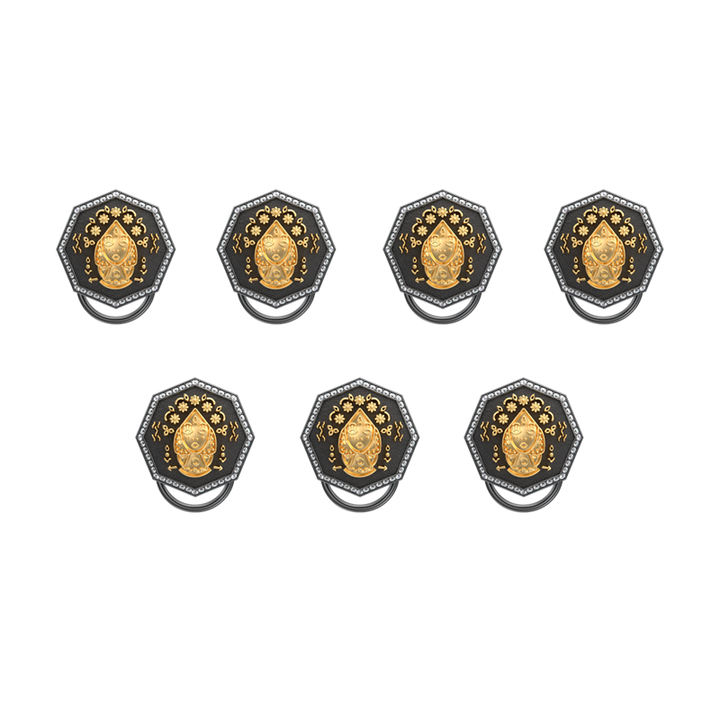 Virgo Zodiac Button set with CZ Diamonds, 18kt Gold & Black Ruthenium plating on Brass.