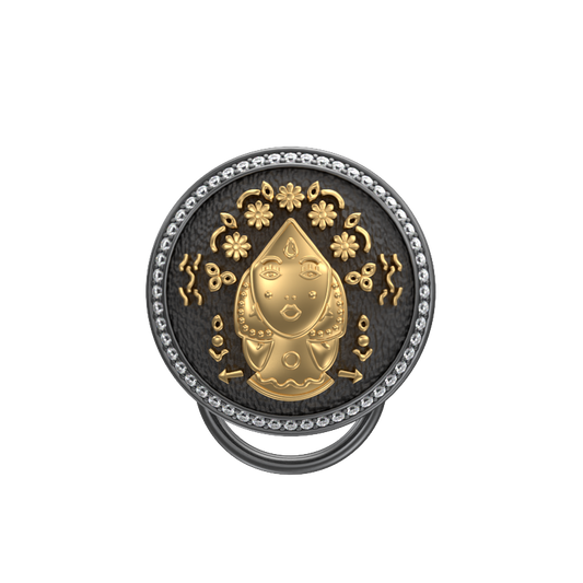 Virgo Zodiac Button set with CZ Diamonds, 18kt Gold & Black Ruthenium plating on Brass.