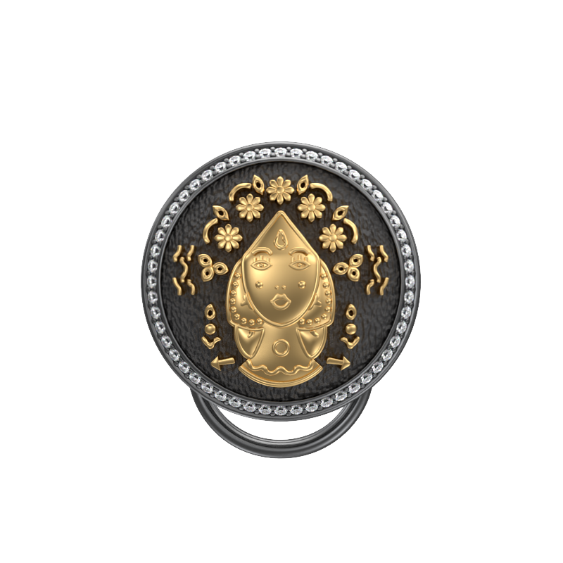 Virgo Zodiac Button set with CZ Diamonds, 18kt Gold & Black Ruthenium plating on Brass.