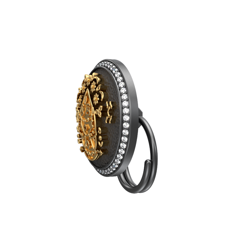 Virgo Zodiac Button set with CZ Diamonds, 18kt Gold & Black Ruthenium plating on Brass.