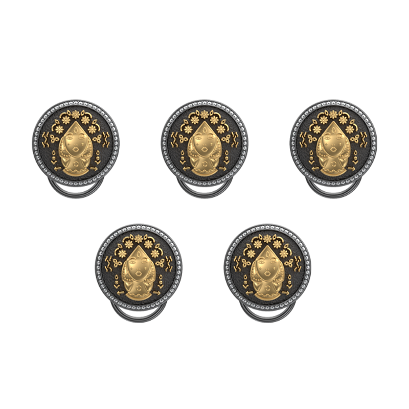 Virgo Zodiac Button set with CZ Diamonds, 18kt Gold & Black Ruthenium plating on Brass.