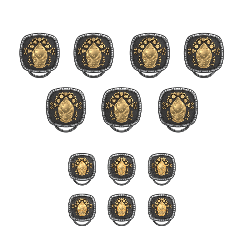 Virgo Zodiac Button set with CZ Diamonds, 18kt Gold & Black Ruthenium plating on Brass.