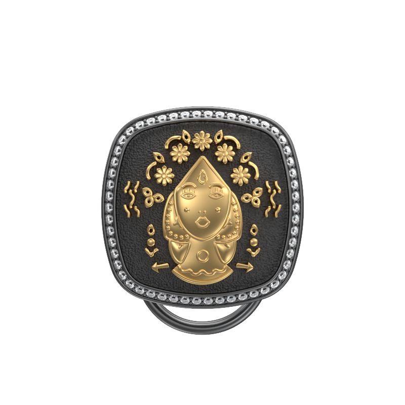 Virgo Zodiac Button set with CZ Diamonds, 18kt Gold & Black Ruthenium plating on Brass.
