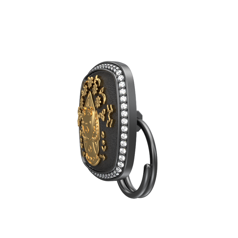 Virgo Zodiac Button set with CZ Diamonds, 18kt Gold & Black Ruthenium plating on Brass.