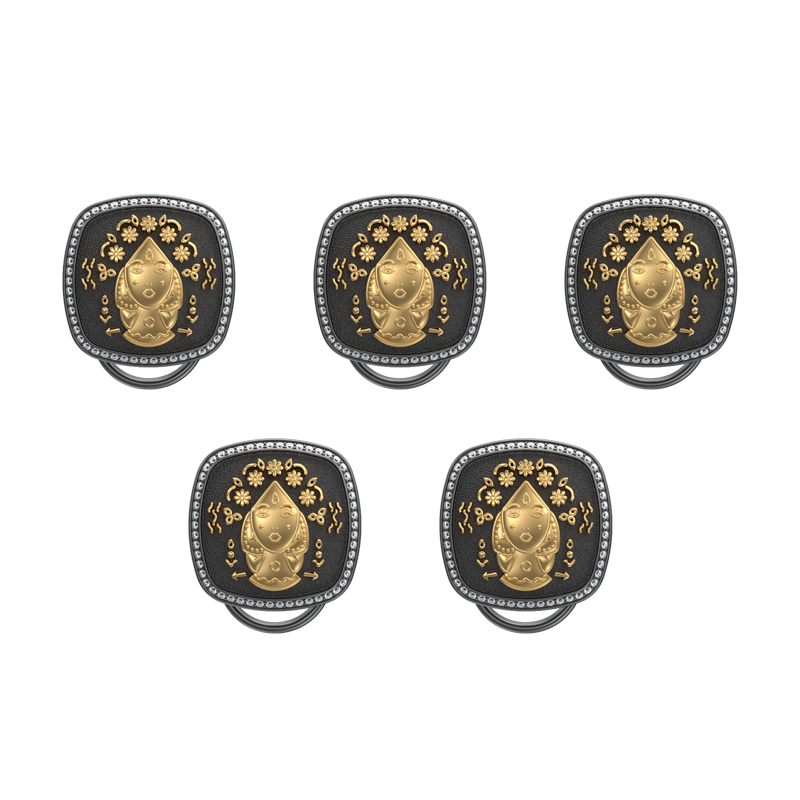 Virgo Zodiac Button set with CZ Diamonds, 18kt Gold & Black Ruthenium plating on Brass.