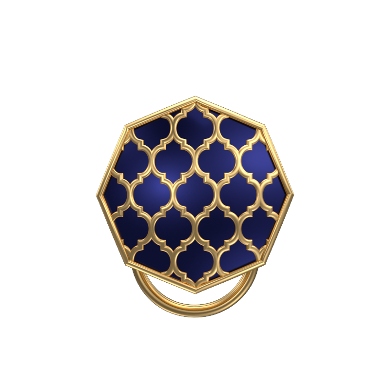 Ornate, Classic Button Set with 18kt Gold Plating and Enamel on Brass.