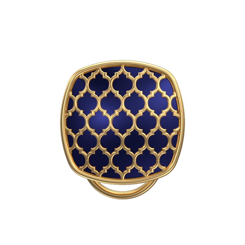 Ornate, Classic Button Set with 18kt Gold Plating and Enamel on Brass.