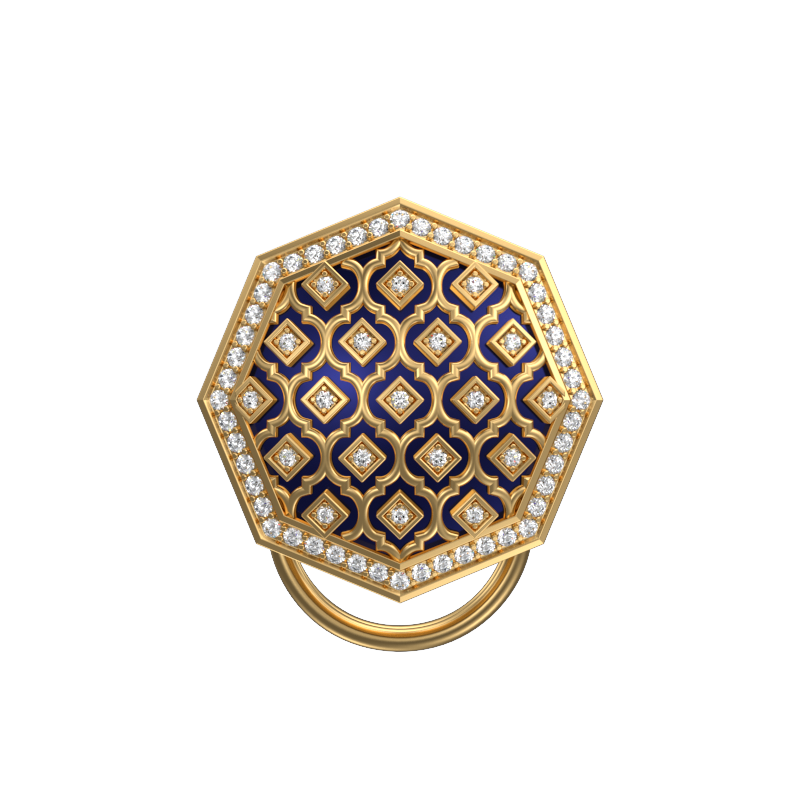 Ornate Luxe, Classic Button Set with CZ Diamonds, 18kt Gold Plating and Enamel on Brass.