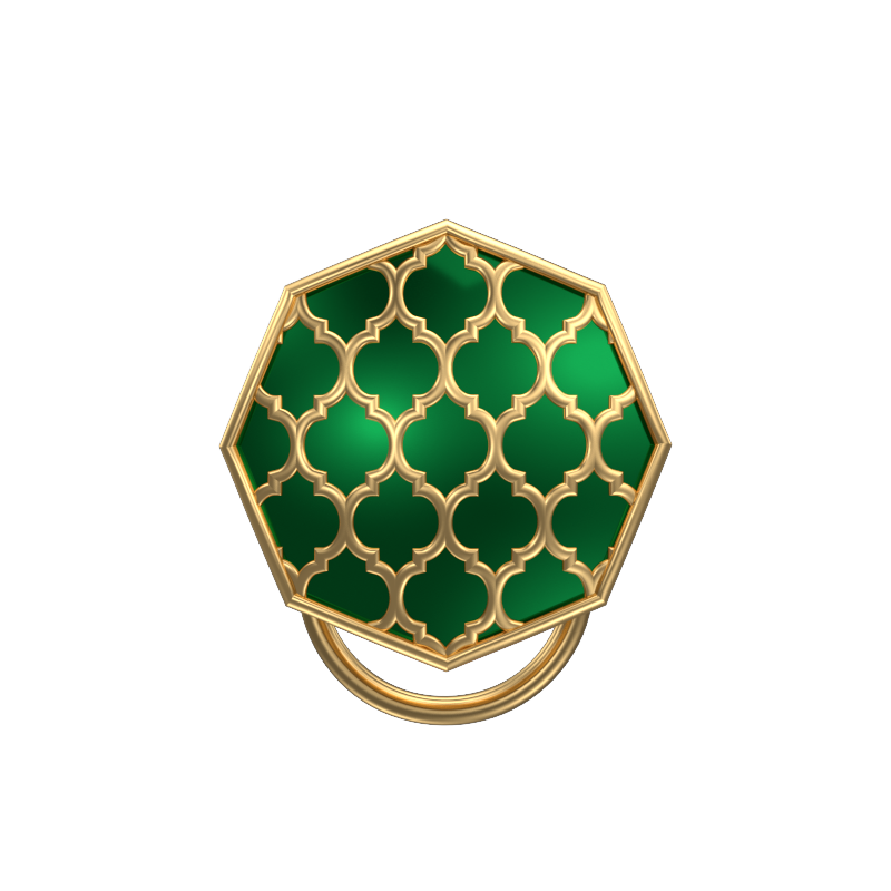 Ornate, Classic Button Set with 18kt Gold Plating and Enamel on Brass.