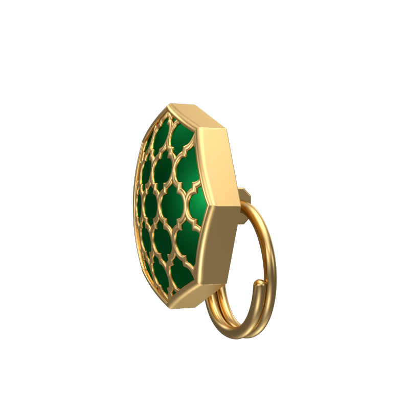 Ornate, Classic Button Set with 18kt Gold Plating and Enamel on Brass.