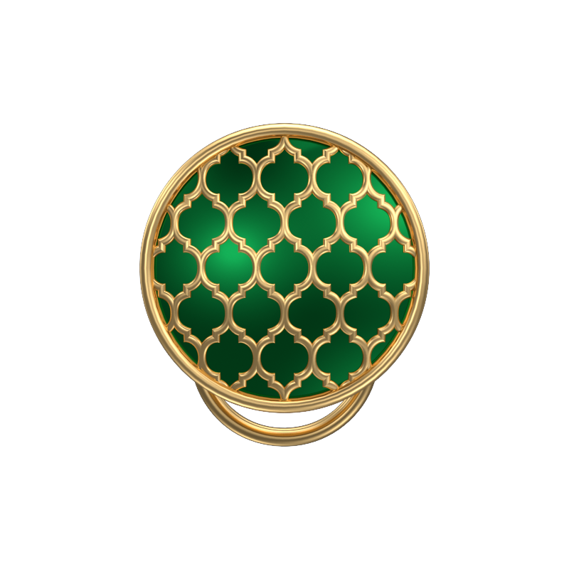 Ornate, Classic Button Set with 18kt Gold Plating and Enamel on Brass.