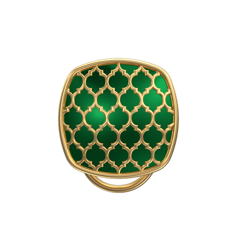 Ornate, Classic Button Set with 18kt Gold Plating and Enamel on Brass.