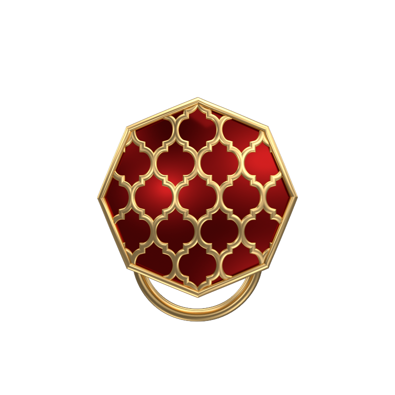 Ornate, Classic Button Set with 18kt Gold Plating and Enamel on Brass.