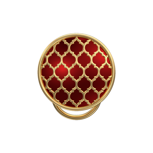 Ornate, Classic Button Set with 18kt Gold Plating and Enamel on Brass.