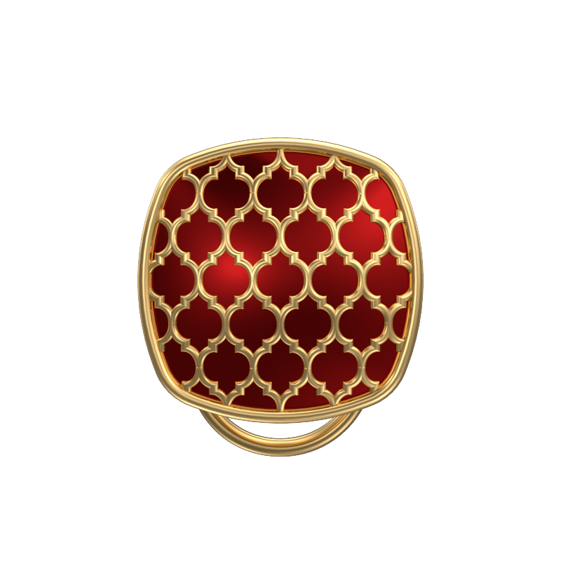 Ornate, Classic Button Set with 18kt Gold Plating and Enamel on Brass.