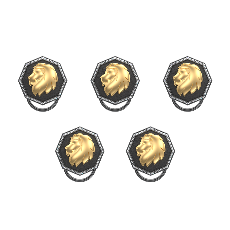 Leo Zodiac Button set with CZ Diamonds, 18kt Gold & Black Ruthenium plating on Brass.