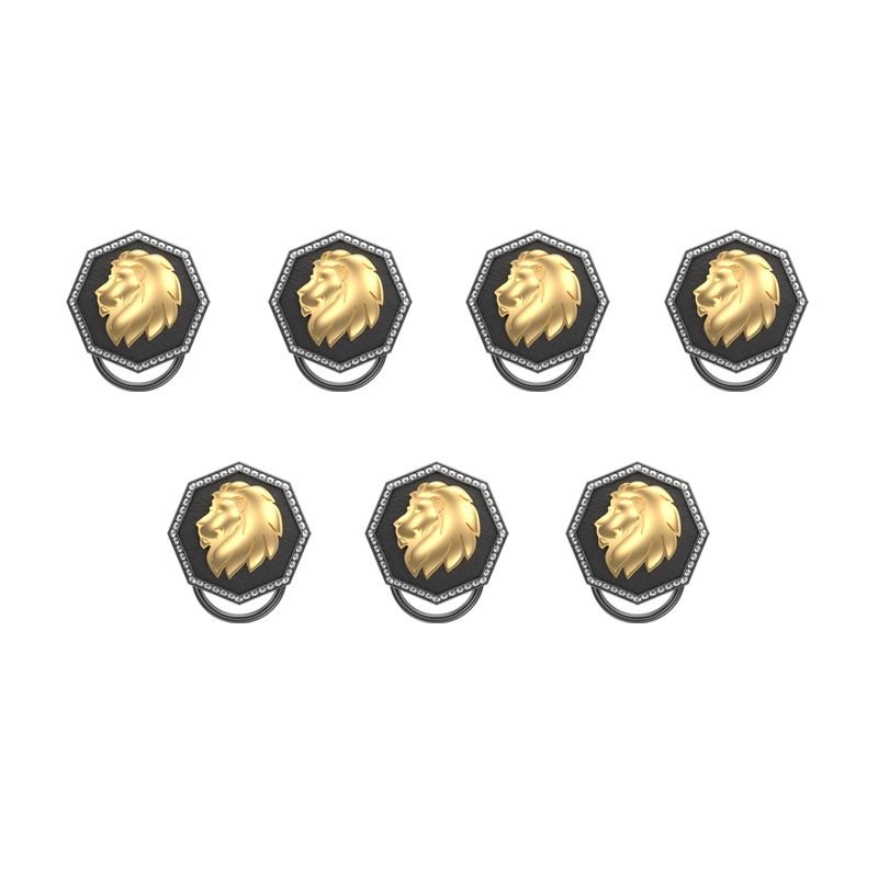 Leo Zodiac Button set with CZ Diamonds, 18kt Gold & Black Ruthenium plating on Brass.