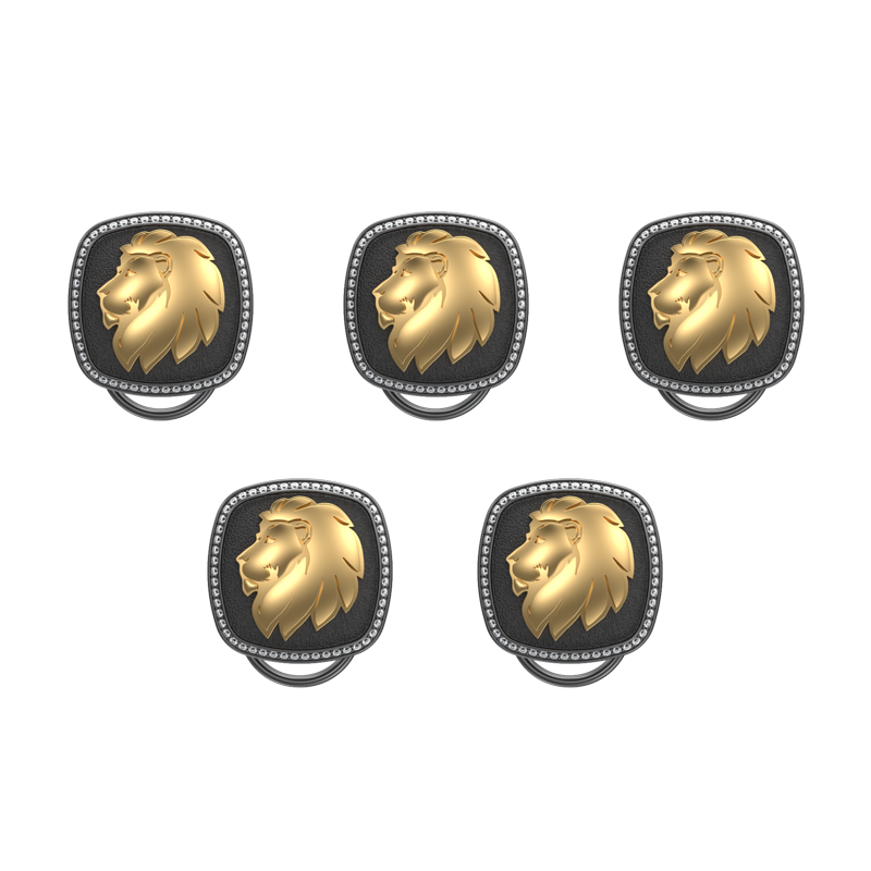Leo Zodiac Button set with CZ Diamonds, 18kt Gold & Black Ruthenium plating on Brass.