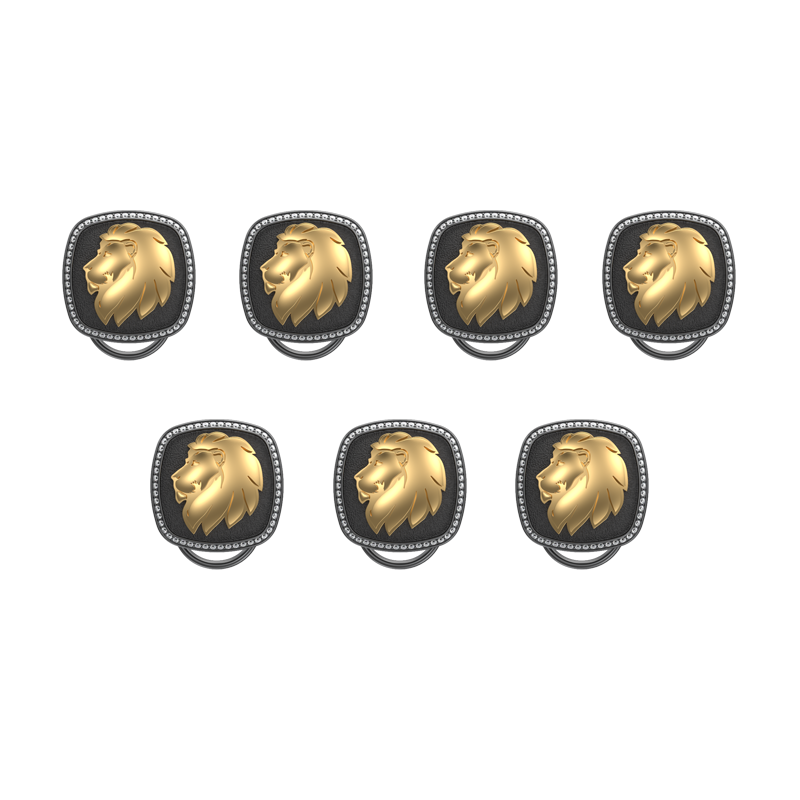 Leo Zodiac Button set with CZ Diamonds, 18kt Gold & Black Ruthenium plating on Brass.