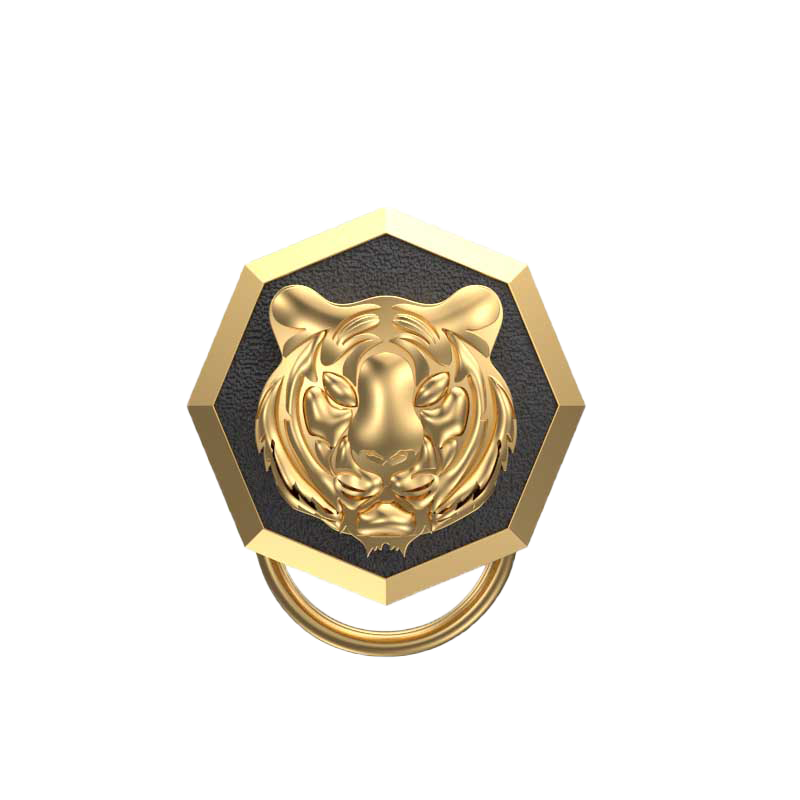 Tiger, Wild Button set with 18kt Gold & Black Ruthenium Plating on Brass.