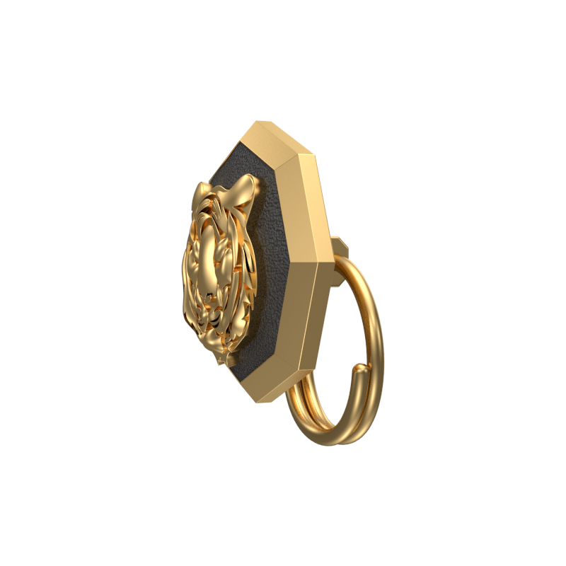 Tiger, Wild Button set with 18kt Gold & Black Ruthenium Plating on Brass.