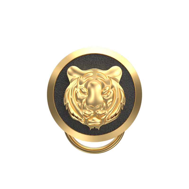 Tiger, Wild Button set with 18kt Gold & Black Ruthenium Plating on Brass.