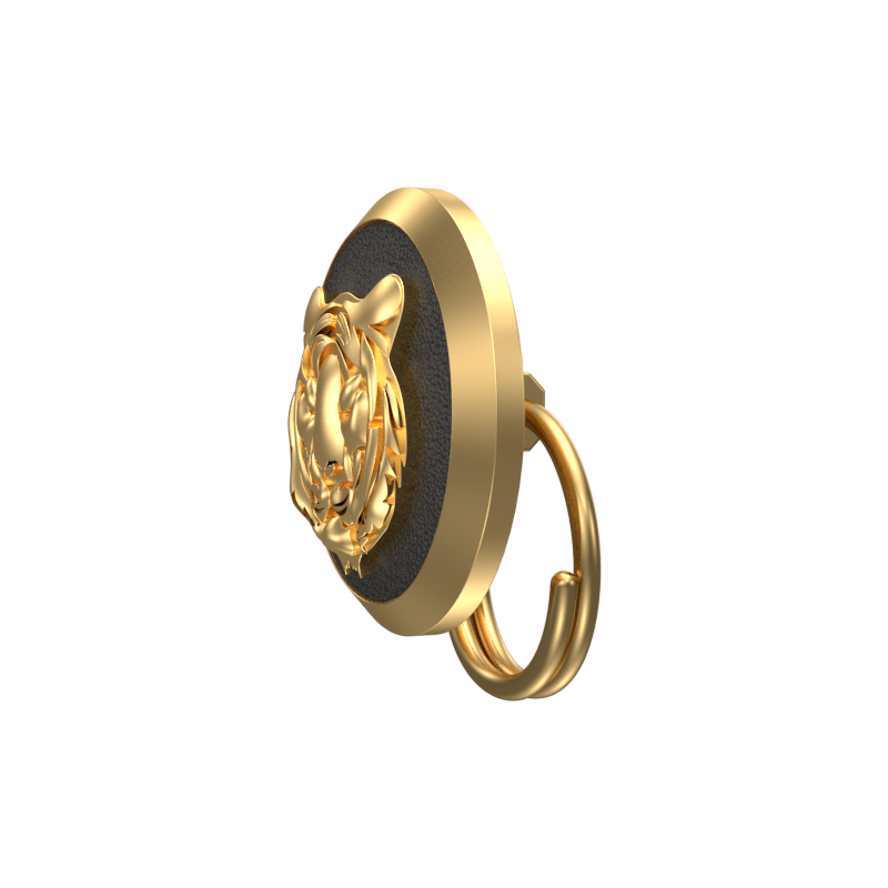 Tiger, Wild Button set with 18kt Gold & Black Ruthenium Plating on Brass.
