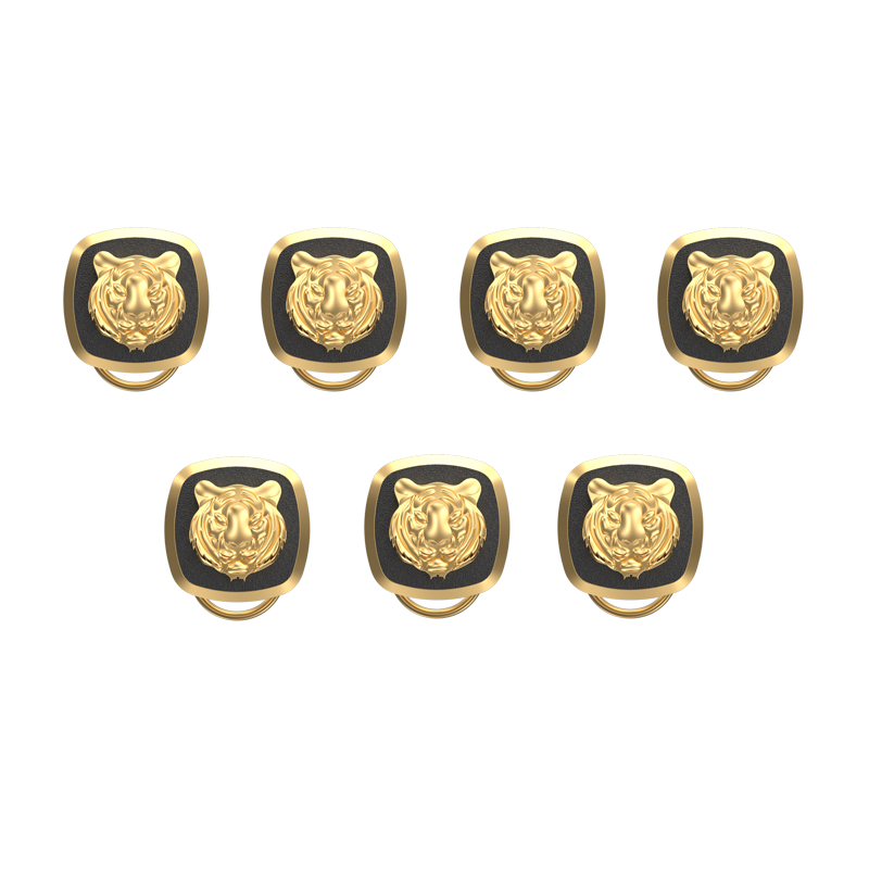 Tiger, Wild Button set with 18kt Gold & Black Ruthenium Plating on Brass.