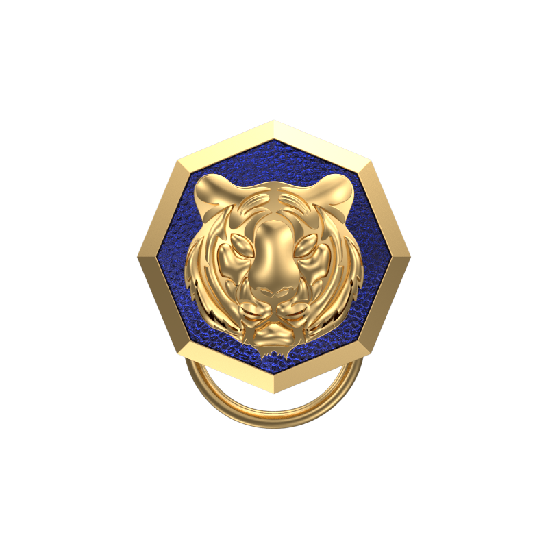 Tiger, Wild Button set with 18kt Gold & Black Ruthenium Plating on Brass.