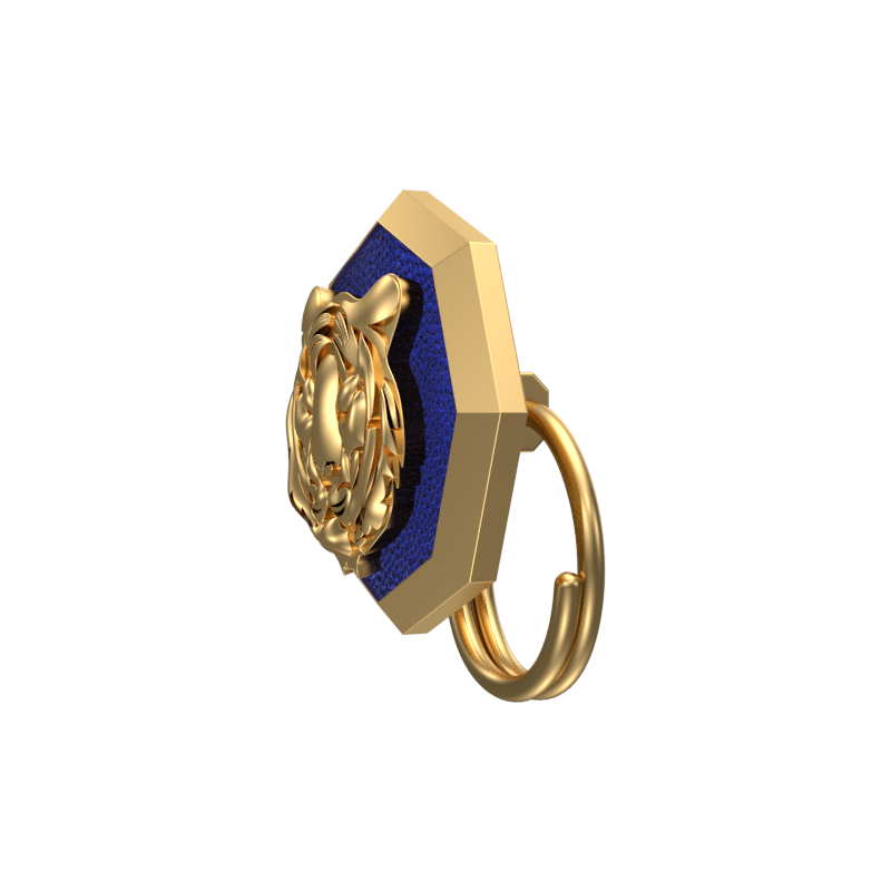 Tiger, Wild Button set with 18kt Gold & Black Ruthenium Plating on Brass.