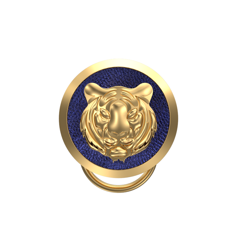 Tiger, Wild Button set with 18kt Gold & Black Ruthenium Plating on Brass.
