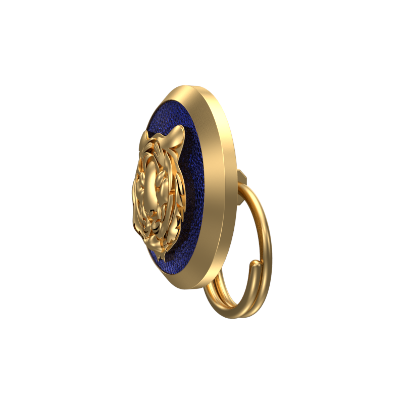 Tiger, Wild Button set with 18kt Gold & Black Ruthenium Plating on Brass.