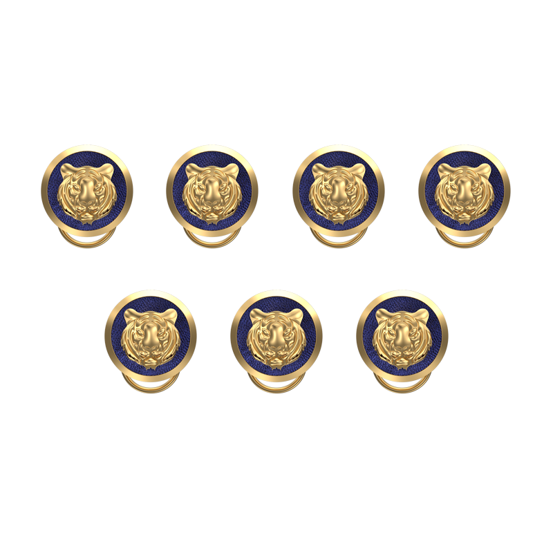 Tiger, Wild Button set with 18kt Gold & Black Ruthenium Plating on Brass.