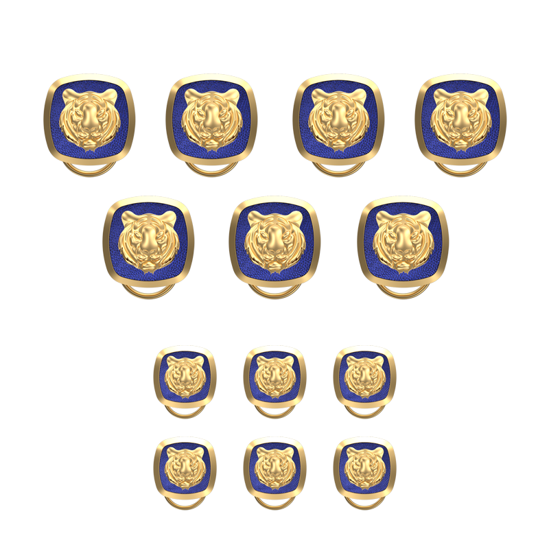 Tiger, Wild Button set with 18kt Gold & Black Ruthenium Plating on Brass.