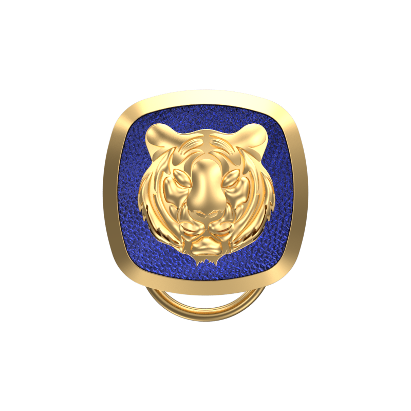 Tiger, Wild Button set with 18kt Gold & Black Ruthenium Plating on Brass.
